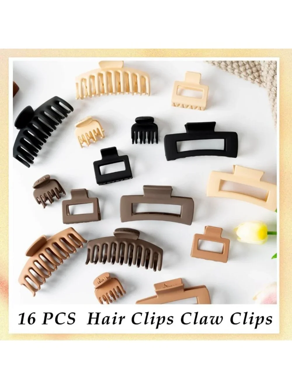 16 PCS Large Matte Claw Hair Clips - 90's Vintage Style, Strong Hold for All